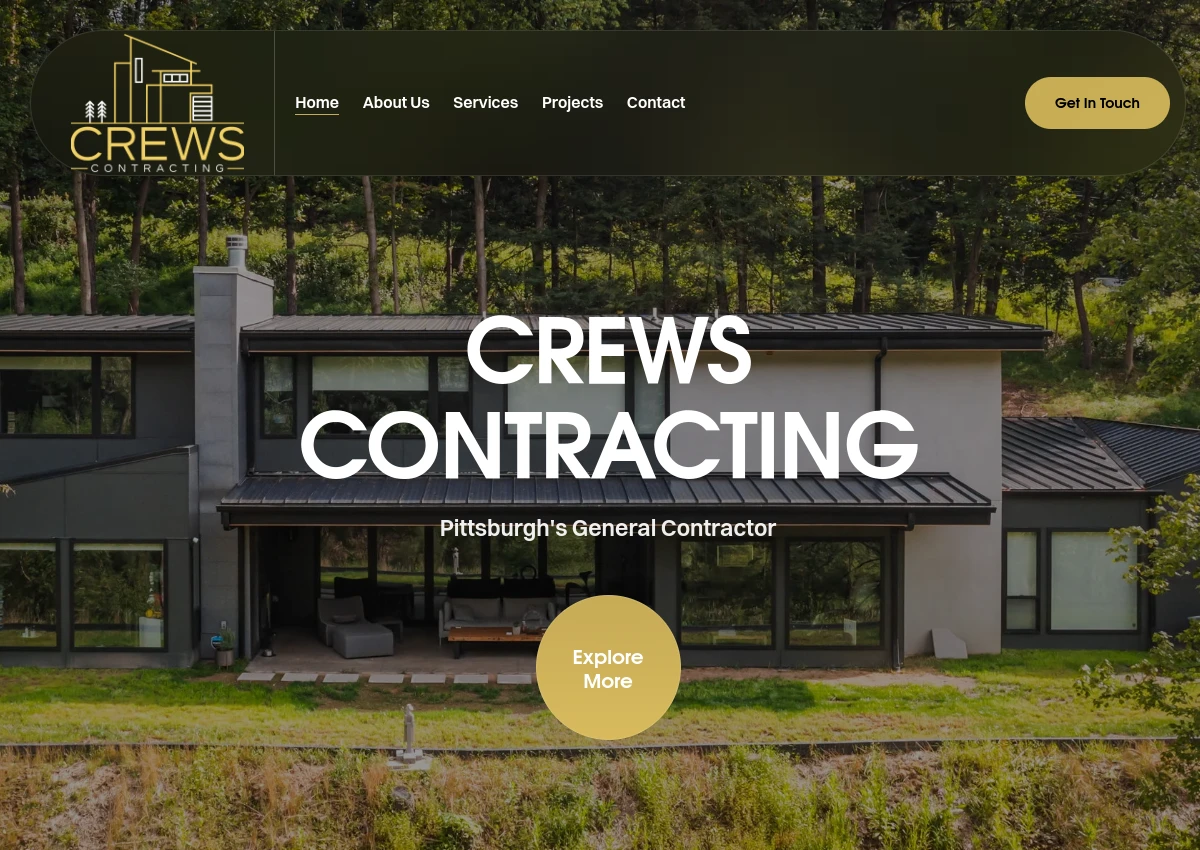 Crews Contracting homepage screenshot